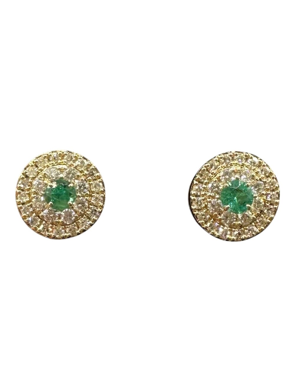 Emerald Diamond Stud Earrings 14kt Yellow Gold 0.57ctw GH SI Ne